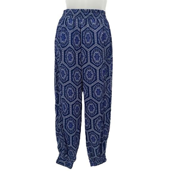 MISA Los Angeles Noomi Pants Size XS Lapis Tile Blue Boho Printed Joggers NWOT - Picture 8 of 10